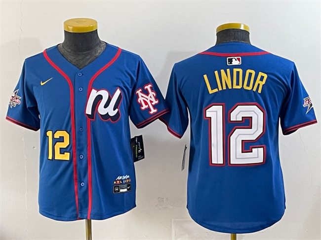 Youth National League #12 Francisco Lindor Blue 2025 All-Star Edition Limited Stitched Baseball Jersey Youth National League #12 Francisco Lindor Blue 2025 All-Star Edition Limited Stitched Baseball Jersey